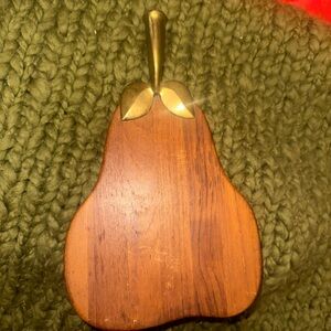Wooden Pear-Shaped Cutting Board with Brass Accents
